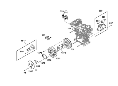Flywheel, Ignition, And Starter Group Diagram and Parts List for 61G277-0014-J1 400000 - 699999 Briggs and Stratton Engine